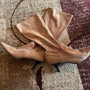 Tan high heels boots